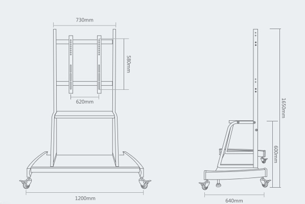 液晶一體機(jī)移動(dòng)支架F1500產(chǎn)品尺寸細(xì)節(jié)