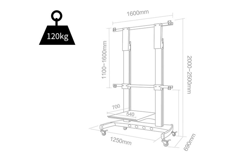 激光電視雙杠移動(dòng)推車可承重120KG